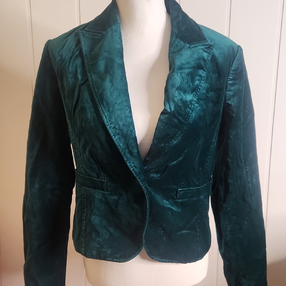 Women’s Y2K Whimsigoth Emerald Green Velvet Blazer Jacket